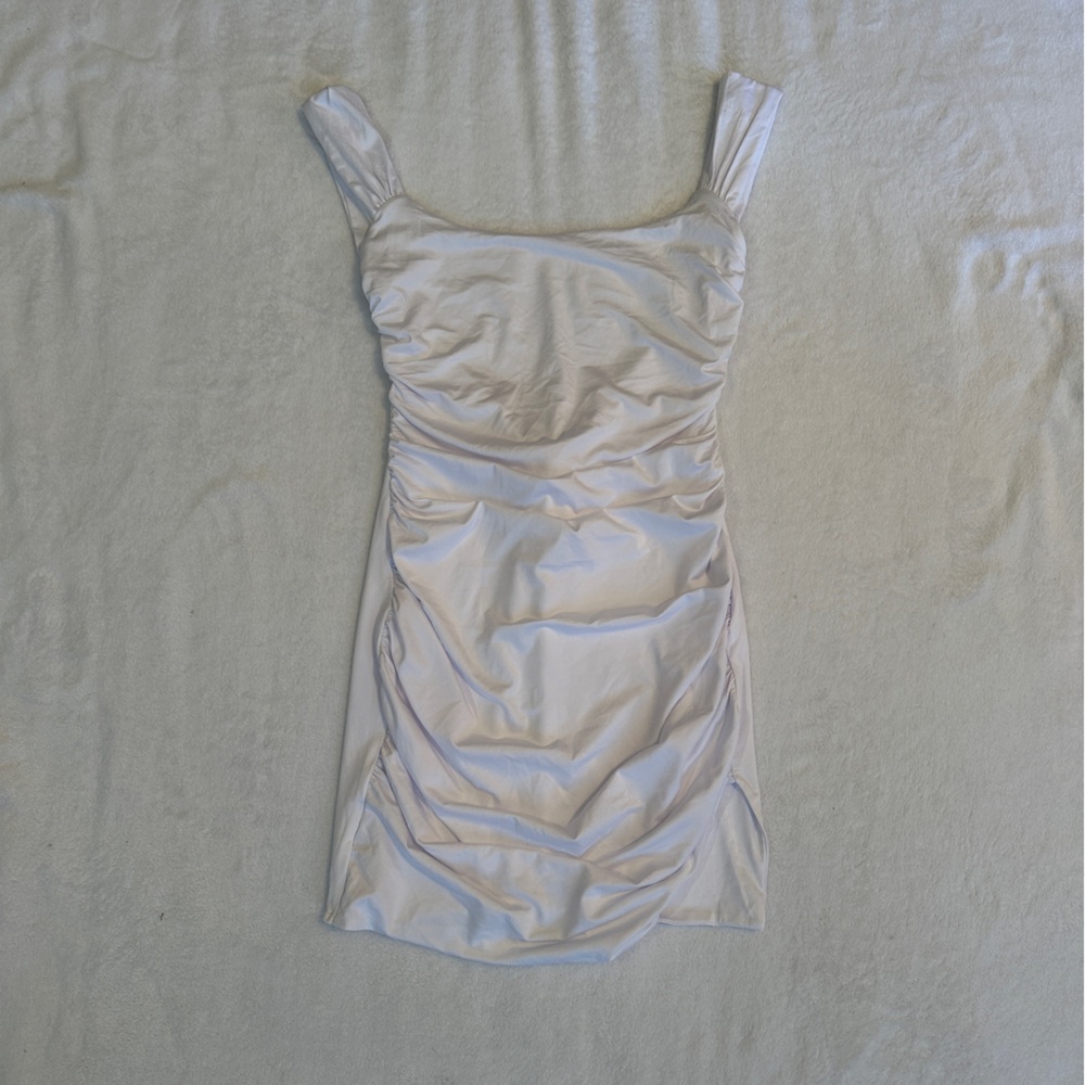 Elegant White Ruched Mini Dress